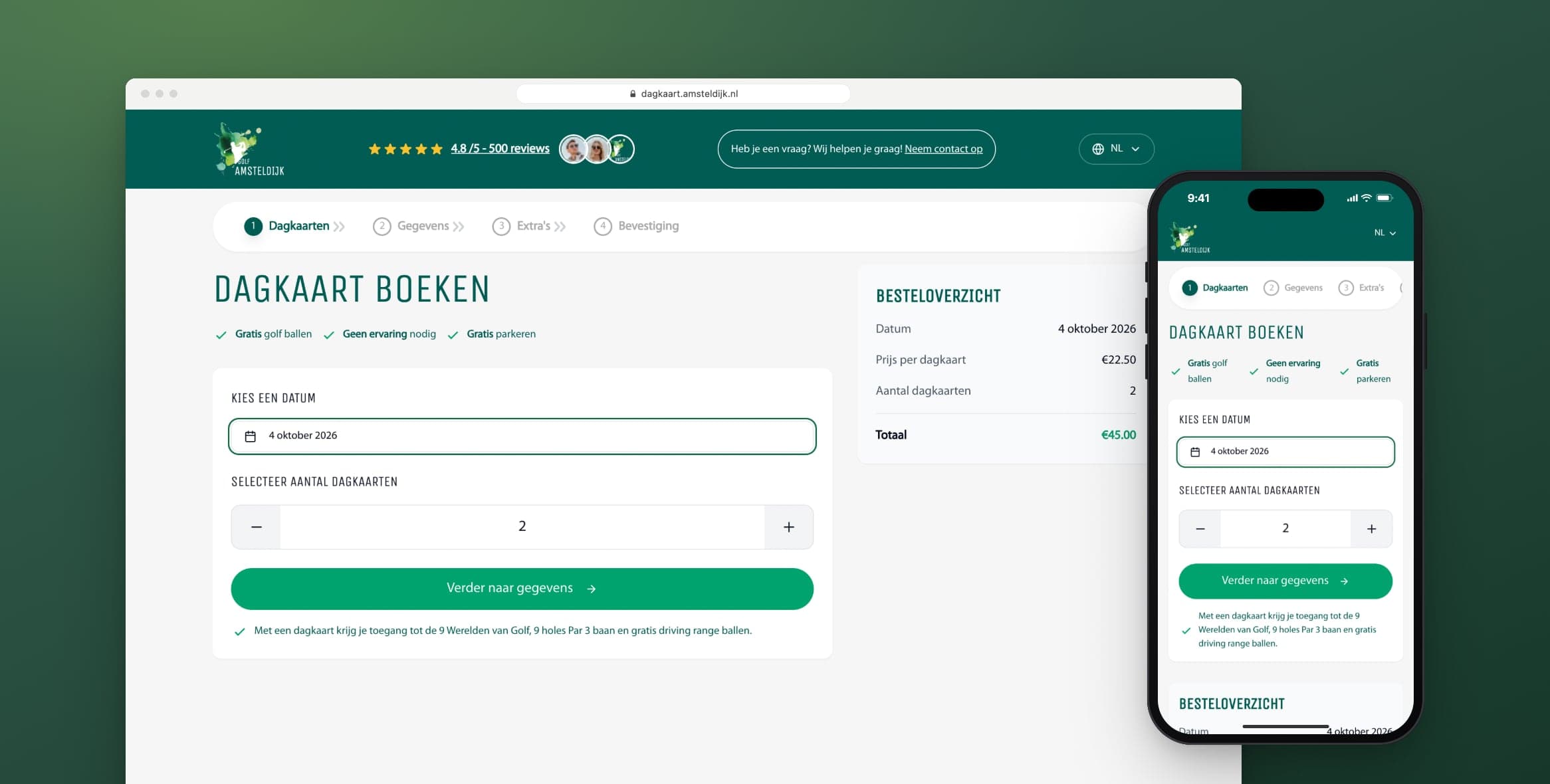 Golf Amsteldijk: booking a day pass in four steps