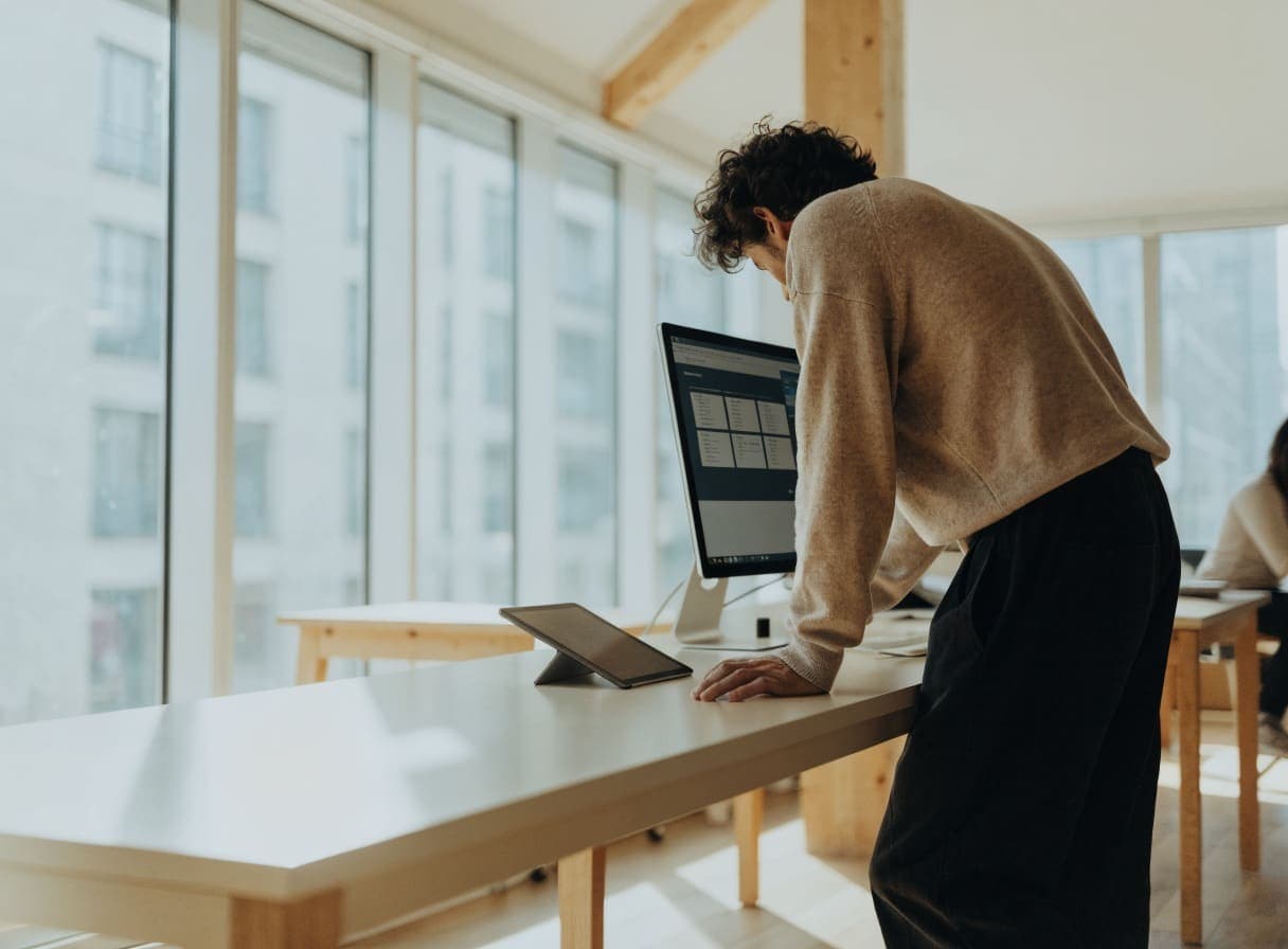 A division of work in which the platform handles orders and a custom front end does the rest