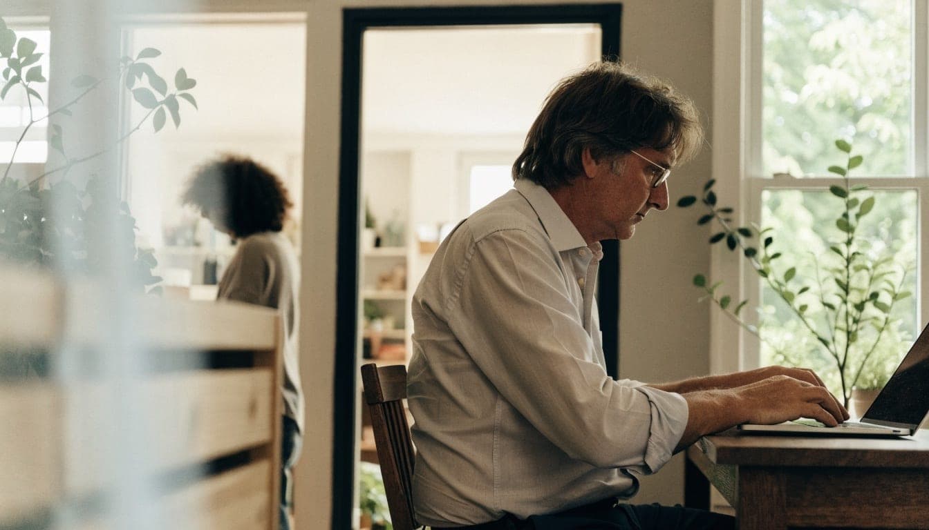 Business owner working on a laptop in a small office without its own IT department