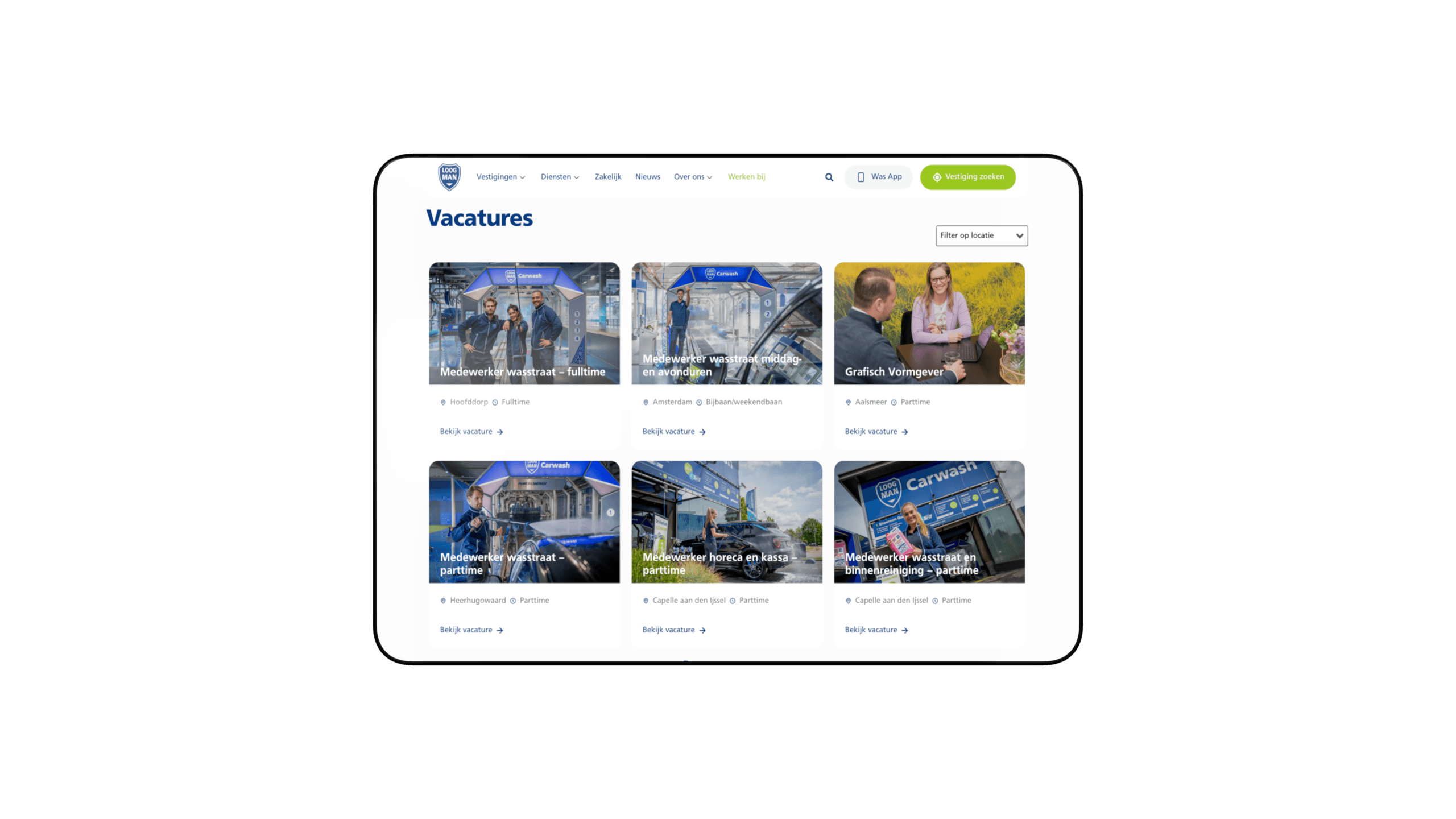 The vacancy overview that is filled automatically from Raet