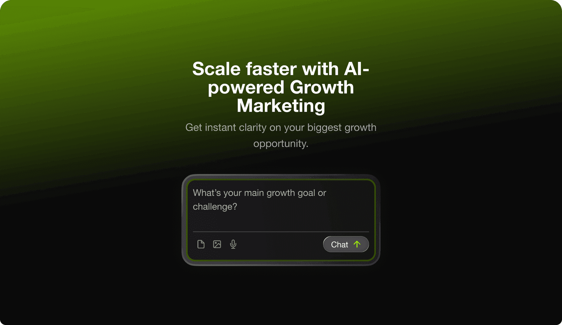 Hero of the Sprints & Sneakers platform: the headline 'Scale faster' with a chat-style input field on a dark background.