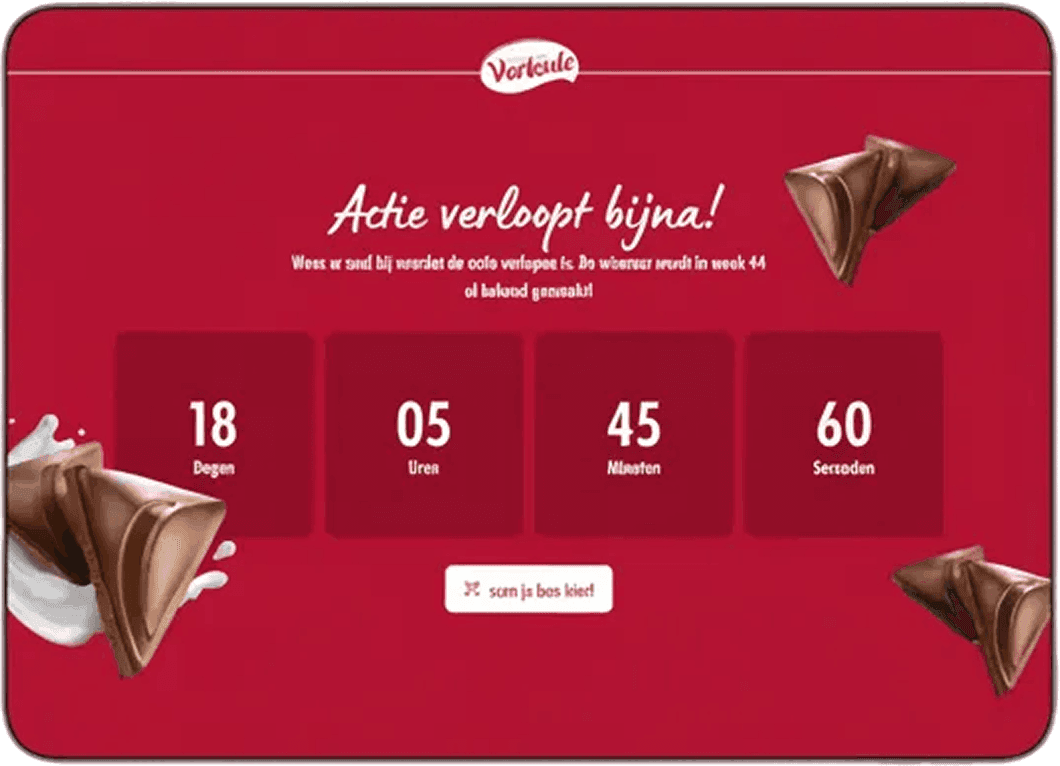 The promotion coming to an end on the campaign page, with a timer counting down days, hours, minutes and seconds.