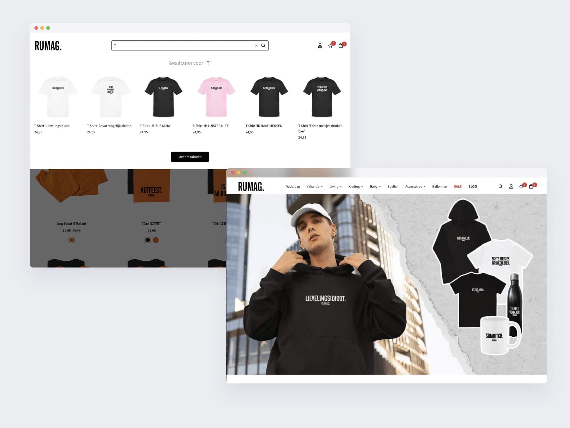 Shopify search in the RUMAG.nl online store