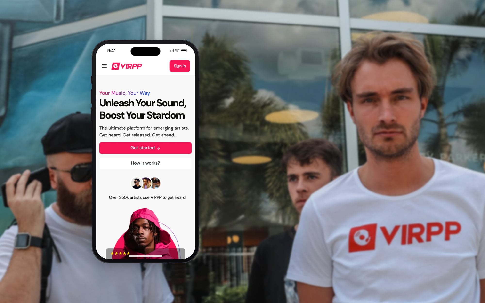 The VIRPP site on a phone, with the VIRPP team in the background