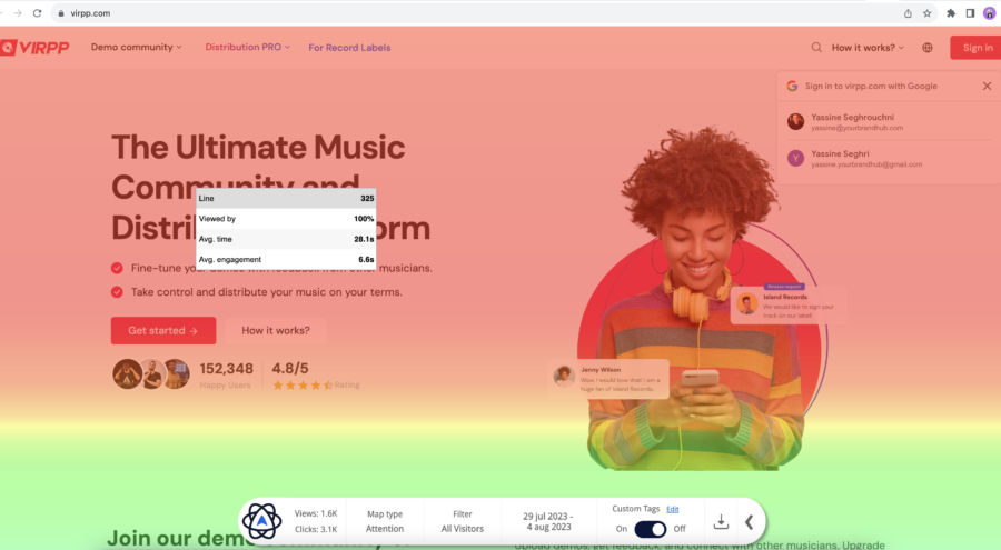 Website heatmap optimization