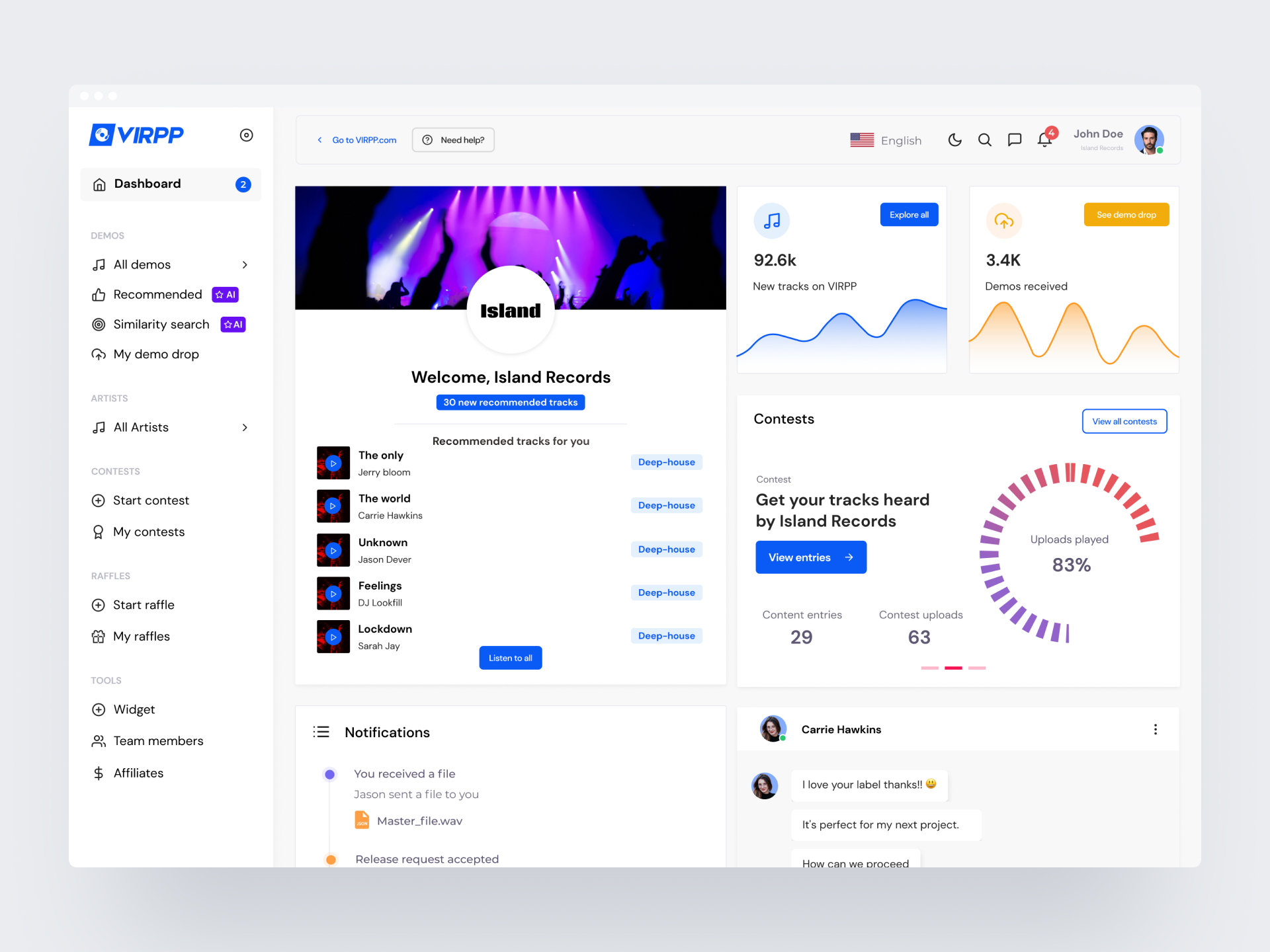 VIRPP Label dashboard - web app development